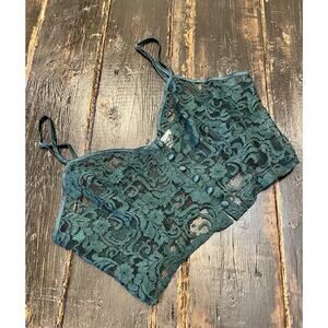 Victoria’s Secret Vintage Gold Label Lace Bralette Crop Top Dark Green Size L